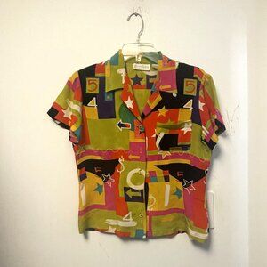 Dana Buckman Petites Women Button up Collard top